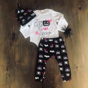 Size 3m Too Cute To Spook 3pc Outfit